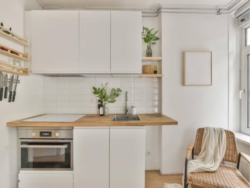 A small kitchen using a neutral style