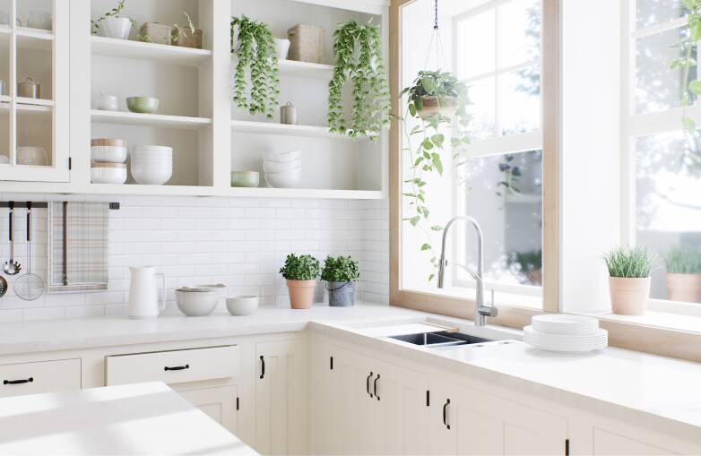 Beautiful white, fresh kitchen