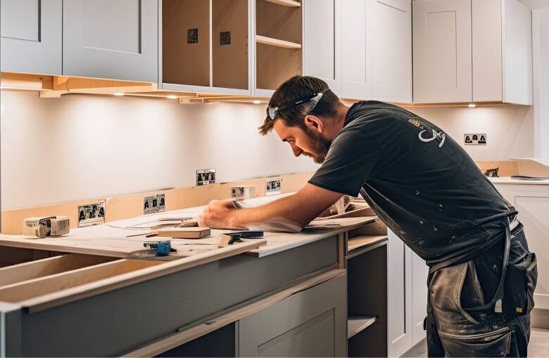 Tradesman undertaking a kitchen renovation in Perth
