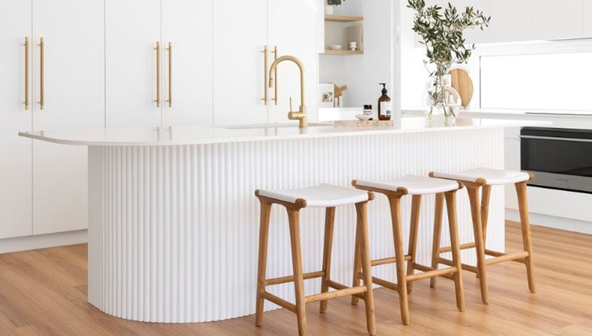 Fluted panelling on a kitchen island bench